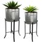 7Penn Standing Planter Set of 2 - 10 and 12 Inch Galvanized Plant Pot with Stand